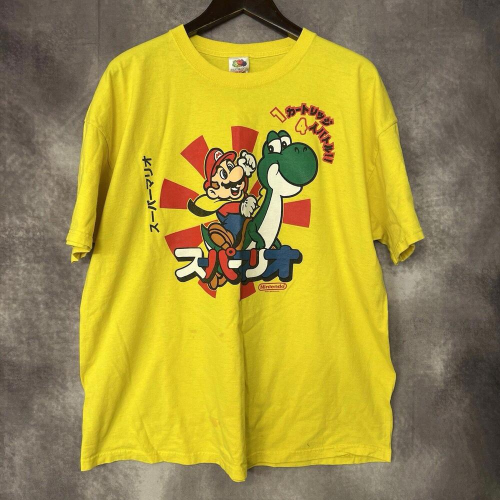 Y2K Nintendo Super Mario Yoshi T-Shirt Yellow Men's Size 2XL‎ XXl